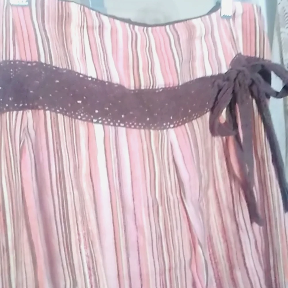 linen blend Striped Plaid Lace Full Skirt Axcess Liz Claiborne